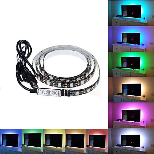 

1set LED Light Strips RGB Tiktok Lights USB DC 5V 5050 RGB Mini 3Key Remote Flexible Light IP65 1m TV Background Lighting Ribbon Tape