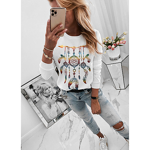 

Women's Daily Basic Blouse - Solid Colored Print White