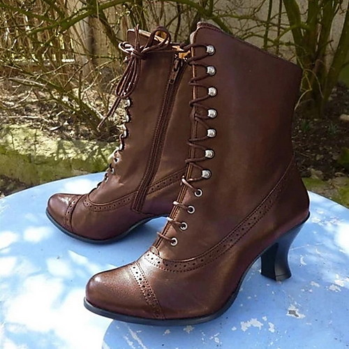 

Жен. Ботинки Комфортная обувь На низком каблуке Круглый носок Полиуретан Ботинки Наступила зима Черный / Коричневый / Серый