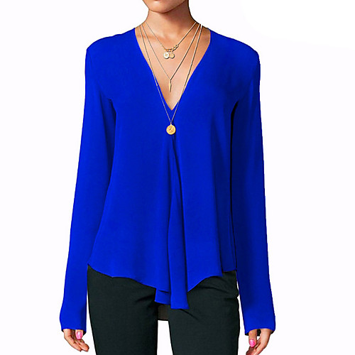 

Women's Daily T-shirt - Solid Colored V Neck Black