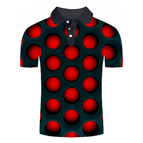 

Men's Daily Going out Basic Polo - Geometric / 3D Print Red