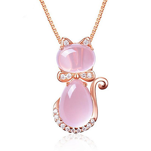

Новое поступление милая роза розовый опал котенок кошка кулон ожерелье для женщин девушки дети подарок прекрасный кварц романтические свадебные украшения