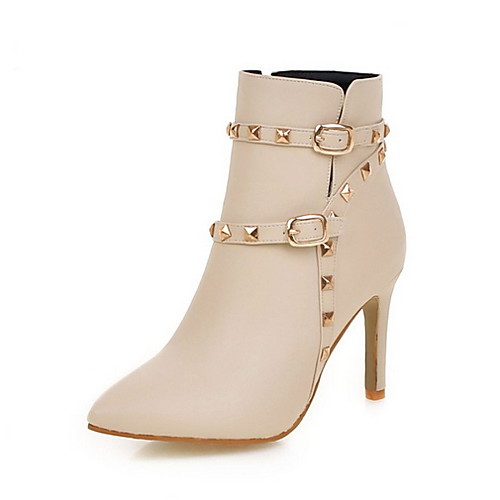 

Women's Boots Stiletto Heel Round Toe PU Booties / Ankle Boots Fall & Winter Black / White / Pink