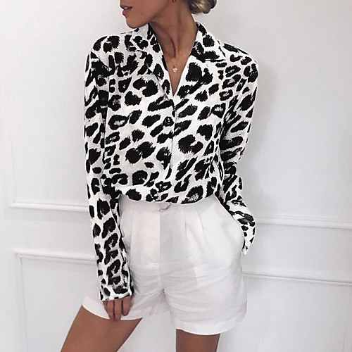 

Women's Daily Shirt - Leopard White