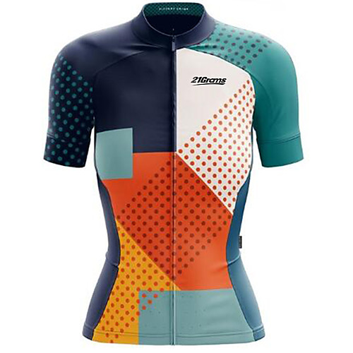 

21Grams Women's Short Sleeve Cycling Jersey BlueOrange Bike Jersey Top Mountain Bike MTB Road Bike Cycling UV Resistant Breathable Quick Dry Sports 100% Polyester Clothing Apparel / Stretchy