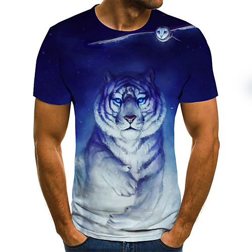 

Men's Daily Basic / Street chic T-shirt - Geometric / 3D Print Blue