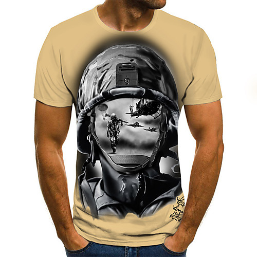 

Men's Plus Size Geometric 3D Print T-shirt Basic Street chic Daily Round Neck Yellow / Short Sleeve