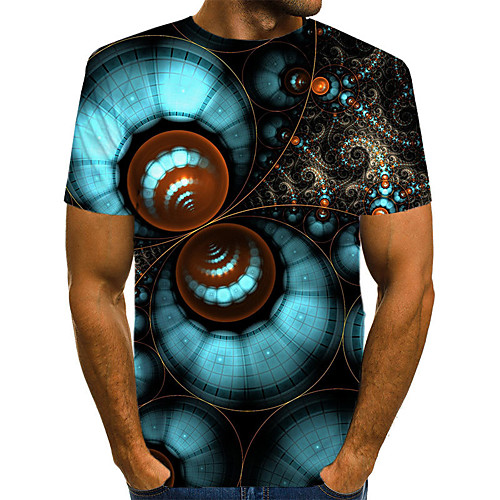 

Men's Daily Going out Street chic / Exaggerated T-shirt - 3D / Graphic / Letter Pleated / Print Rainbow