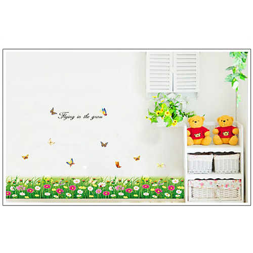 

AY7049 fresh butterfly flower baseboard sticker bedroom living room bathroom decoration sticker