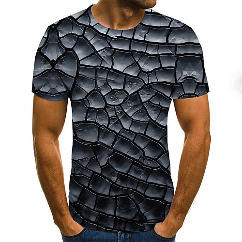 

Men's EU / US Size 3D Graphic T-shirt Basic Daily Round Neck Gray / Short Sleeve