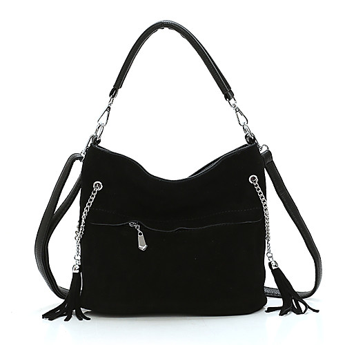 

Women's Zipper / Tassel PU Top Handle Bag Solid Color Black / Brown / Red