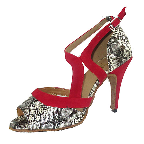 

Women's Dance Shoes Leather Latin Shoes Heel Slim High Heel Gray