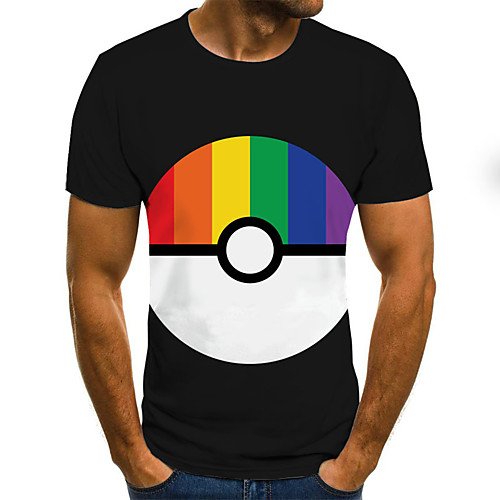 

Men's Daily Holiday Street chic / Exaggerated T-shirt - Color Block / 3D Print Black