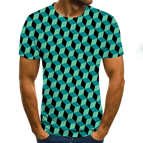 

Men's Daily Going out Street chic / Exaggerated T-shirt - 3D / Graphic / Letter Pleated / Print Green