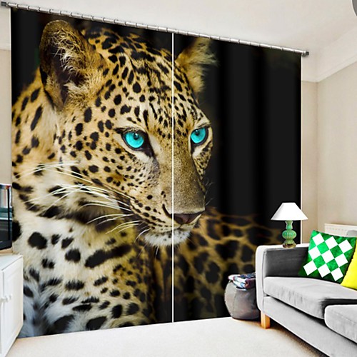 

Blue Eye Brown Leopard Digital Printing 3D Curtain Blackout Curtain High Precision Black Silk Fabric High Quality Curtain