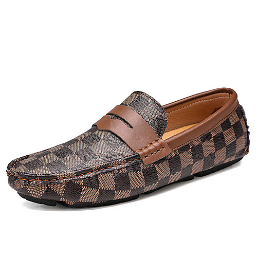

Men's Moccasin PU Fall Loafers & Slip-Ons Brown / Gray