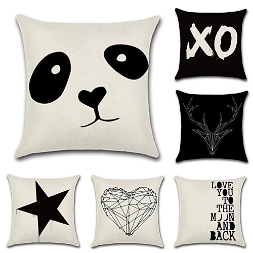 

6 pcs Linen Pillow Cover, Holiday Cartoon Traditional Christmas Throw Pillow