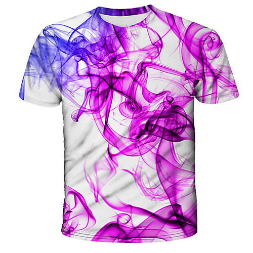 

Men's Daily Holiday Street chic / Exaggerated T-shirt - 3D / Tie Dye / Animal Wolf, Print Rainbow