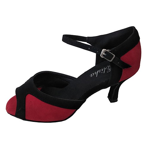 

Women's Dance Shoes Suede Latin Shoes Heel Flared Heel Customizable Black / Red