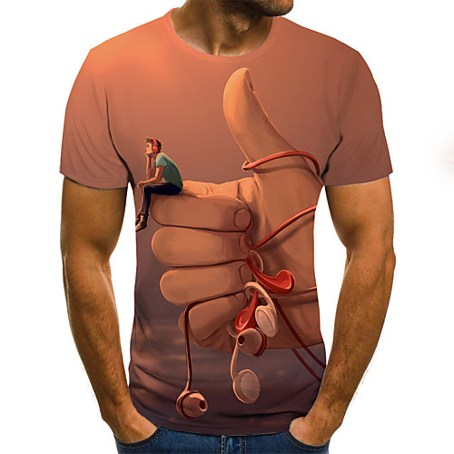 

Men's Plus Size Geometric 3D Print T-shirt Basic Street chic Daily Round Neck Blushing Pink / Short Sleeve