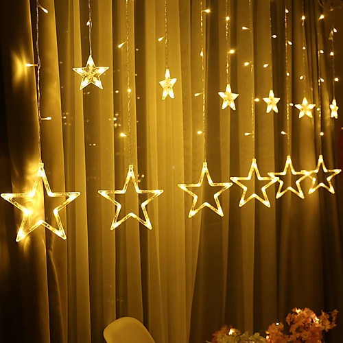 

2.5m 138 LEDs Icicle LED Star Fairy Lights Christmas Garland Curtain String Lights Star Lamp Wedding Party New Year Decoration