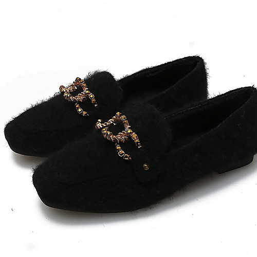 

Women's Flats Flat Heel Round Toe Suede Winter Black / Brown / Pink