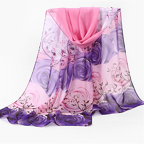 

Women's Active / Basic / Cute Chiffon Rectangle Scarf - Floral