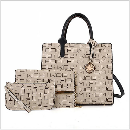 

Women's Zipper PU Bag Set 3 Pcs Purse Set Dark Brown / Light Gray / Beige