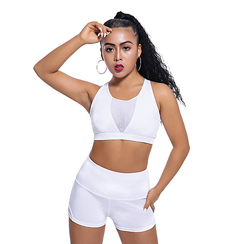 

Women's High Waist Tracksuit Yoga Suit Racerback Black White Red Blue Mesh Running Fitness Gym Workout Shorts Bra Top Sleeveless Sport Activewear High Elasticity Slim
