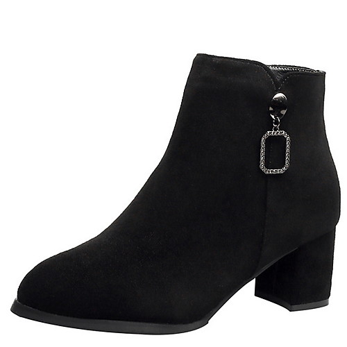 

Women's Boots Chunky Heel Round Toe Suede Booties / Ankle Boots Winter Black