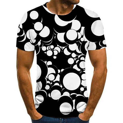 

Men's Holiday Club Street chic / Punk & Gothic T-shirt - Color Block / 3D / Graphic Black & White, Print Black