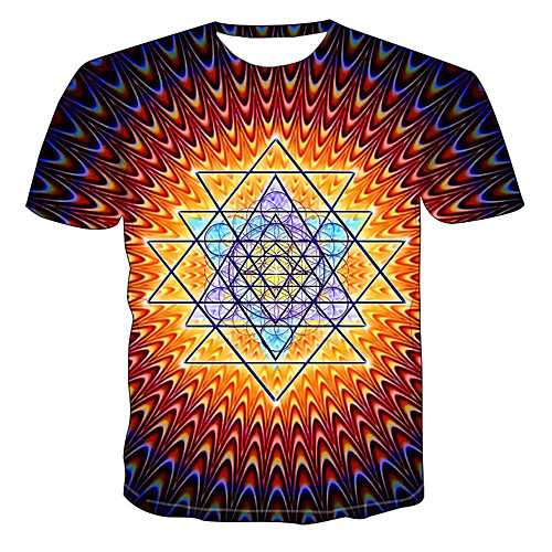 

Men's EU / US Size 3D Graphic T-shirt Daily Round Neck Rainbow / Short Sleeve