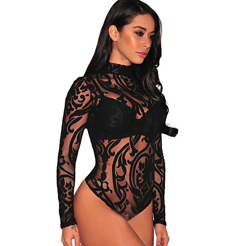 

Women's Lace Teddy Nightwear Solid Colored Black S M L