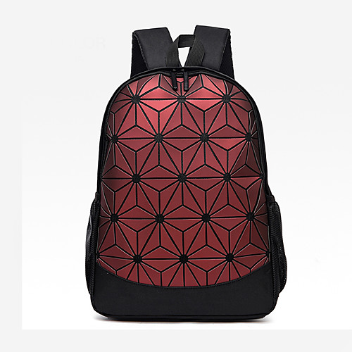 

Large Capacity PU Zipper Commuter Backpack Color Block Daily Black / Blue / Red