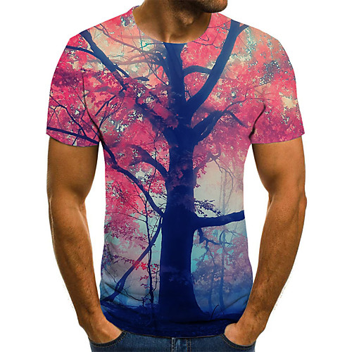 

Men's Daily Sports Basic / Exaggerated T-shirt - Color Block / 3D Black & White, Print Rainbow