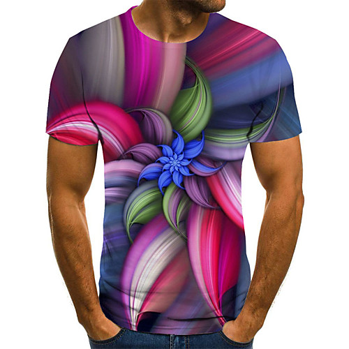 

Men's Daily Going out Basic T-shirt - 3D Print Rainbow