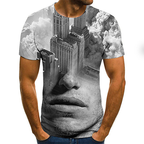 

Men's Daily Basic / Street chic T-shirt - Geometric / 3D Print White