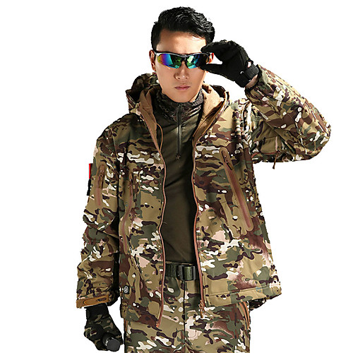 фото Муж. куртка для охоты на открытом воздухе сохраняет тепло с защитой от ветра износостойкий удобный весна осень зима камуфляж терилен камуфляж серый военно-зеленный камуфляжный lightinthebox