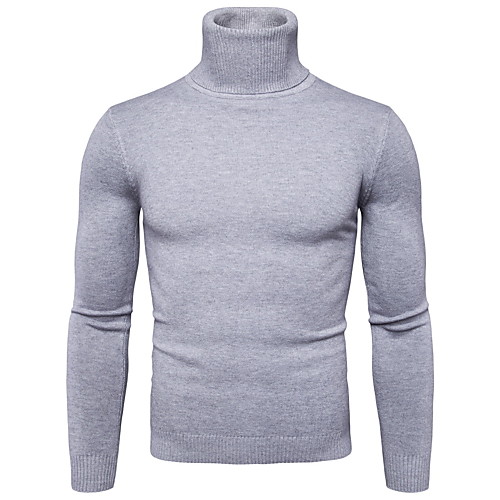 

Men's Color Block Long Sleeve Pullover Sweater Jumper, Turtleneck Winter Black / Wine / White M / L / XL