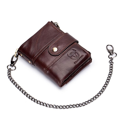 

(BULLCAPTAIN) Men'S Leather Short Vertical Wallet Retro Coin Purse Driving Document Multi-Function Card Slot