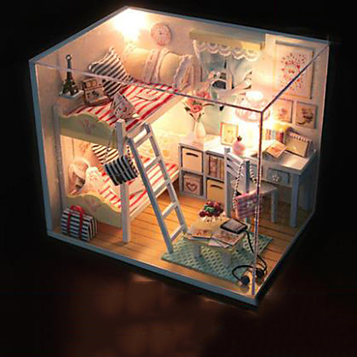 

Dollhouse Pretend Play Model Building Kit Novelty House Wooden Plastic 1 pcs Toy Gift