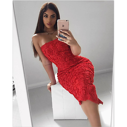 

Women's Bodycon Dress - Floral Abstract Black Red S M L XL