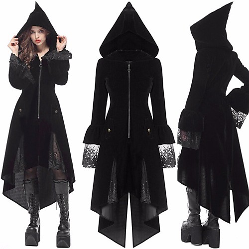 

Plague Doctor Retro Vintage Gothic Steampunk Coat Masquerade Women's Cotton Costume Black Vintage Cosplay Party Halloween Long Sleeve