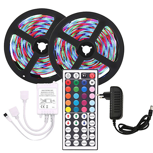 

KWB 10m Flexible LED Light Strips / Light Sets / RGB Strip Lights 600 LEDs SMD3528 8mm 1 44Keys Remote Controller / 1 X 12V 3A Power Supply RGB Christmas / New Year's Waterproof / Cuttable / Party