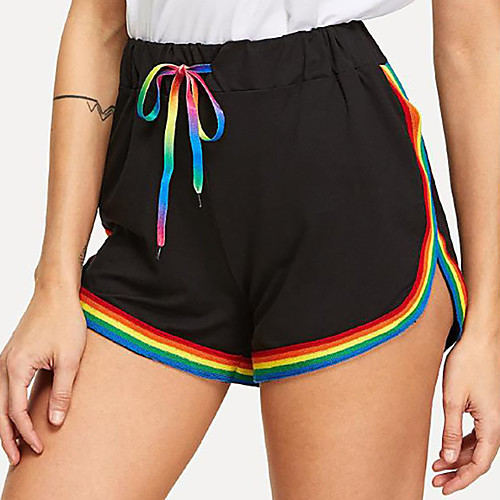 

Women's Yoga Shorts Stripes Black White Cotton Running Fitness Gym Workout Bottoms Sport Activewear Breathable Moisture Wicking Soft Butt Lift Stretchy