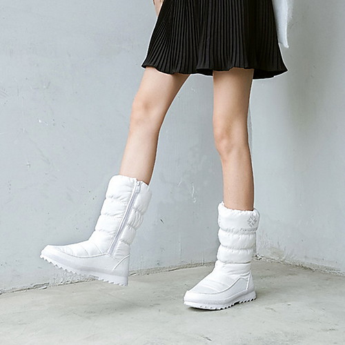 

Women's Boots Snow Boots Flat Heel Round Toe Suede Mid-Calf Boots Winter Black / White