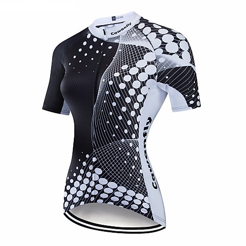 

CAWANFLY Women's Short Sleeve Cycling Jersey Black Geometic Bike Jersey Top Mountain Bike MTB Road Bike Cycling Breathable Quick Dry Back Pocket Sports Terylene Clothing Apparel / Advanced / Expert