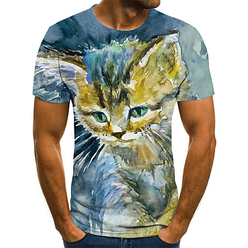 

Men's Daily Basic / Street chic T-shirt - Geometric / 3D Print Blue