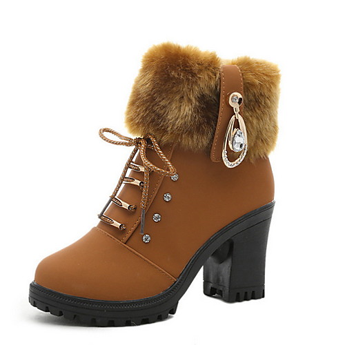 

Women's Boots Chunky Heel Round Toe PU Booties / Ankle Boots Fall & Winter Black / Brown