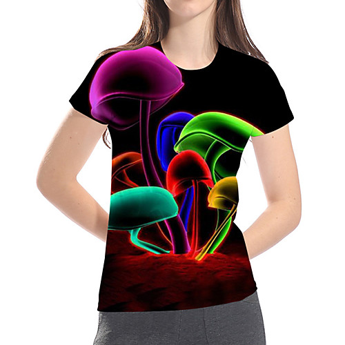 

Women's Daily Club Basic / Exaggerated T-shirt - 3D / Rainbow / Graphic Print Black